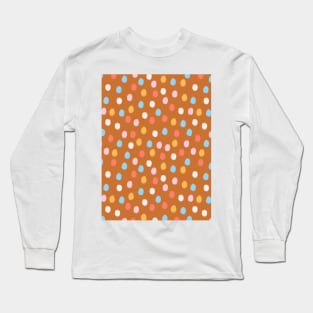 Festive confetti circles pattern in brown Long Sleeve T-Shirt